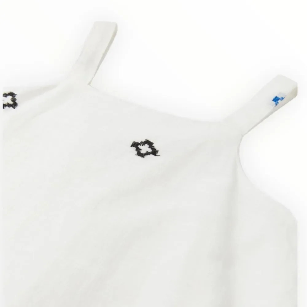 ZARA Kids | White & Blue | EMBROIDERED TRIM DRESS - Picture 4 of 6